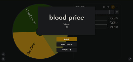 the result of the random wheel, blood price